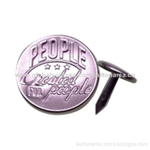 Brass jeans button with logo, matte finish